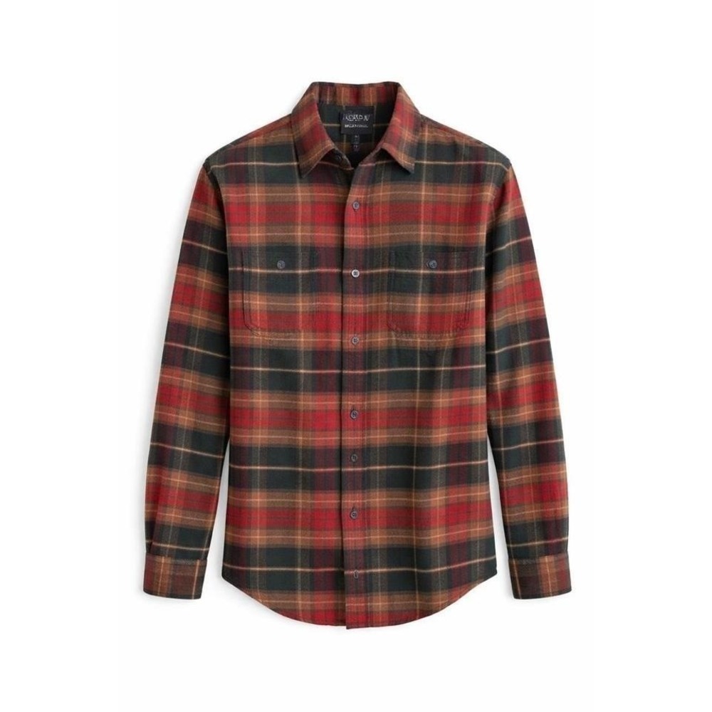J.Crew Plaid Flannel Shirt Men Red Green Cotton Button Down Classic Lumberjack M